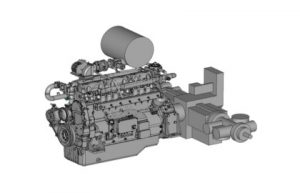 In-line six-cylinder engine with earth gas compressor