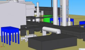 Northeastern view of ammonia factory in CAD software